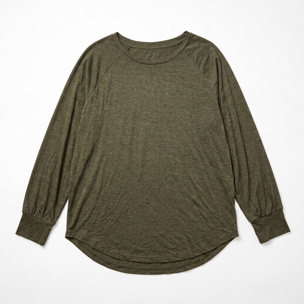 LOFT M Olive Green Raglan Long Sleeve Top Womens Casual Cozy Shirt